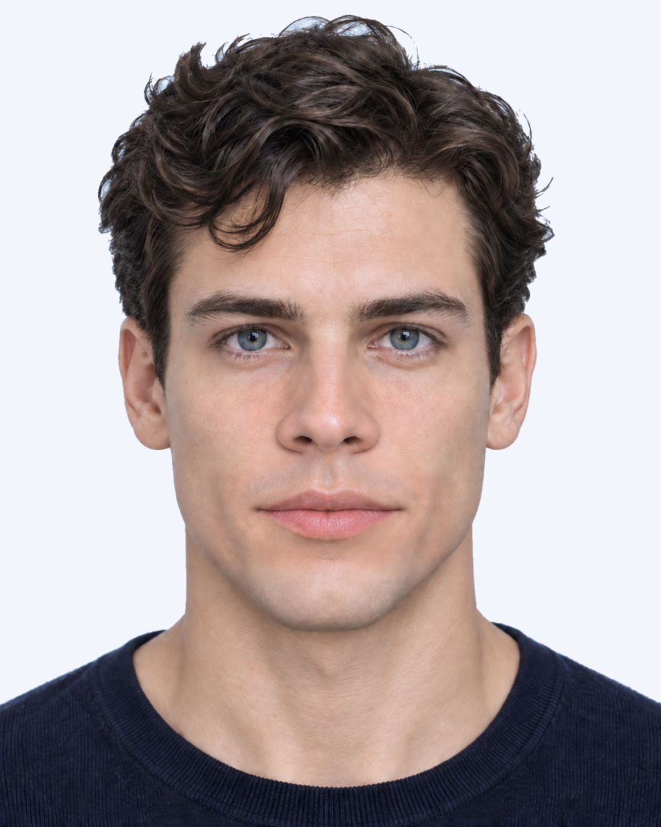 Front-facing portrait with a wider nasal base and unchanged mouth width.